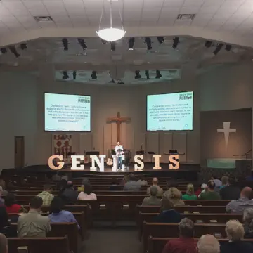 Blocks of 1 lb. EPS 36″ tall x 5″ deep was used to create the word GENESIS