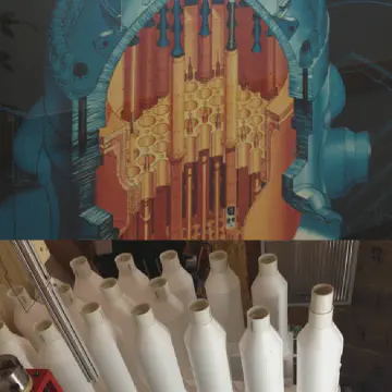 Foam mock-up of a nuclear reactor head assembly