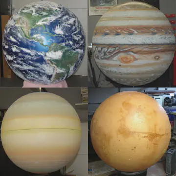 Foam spheres are used to create solar system for retail display