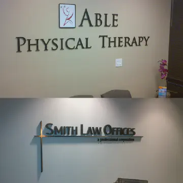 Physical Therapy & Law Office Signs created using Styrofoam