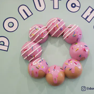 Mochi Donut Sign Using Large Foam Spheres