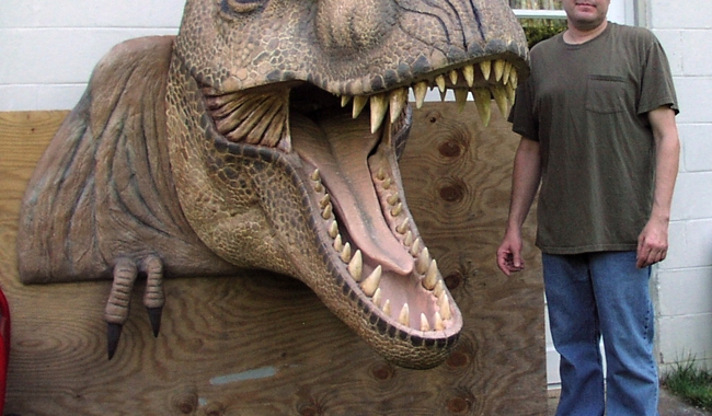 Dinosaur Head Carved for Tradeshow